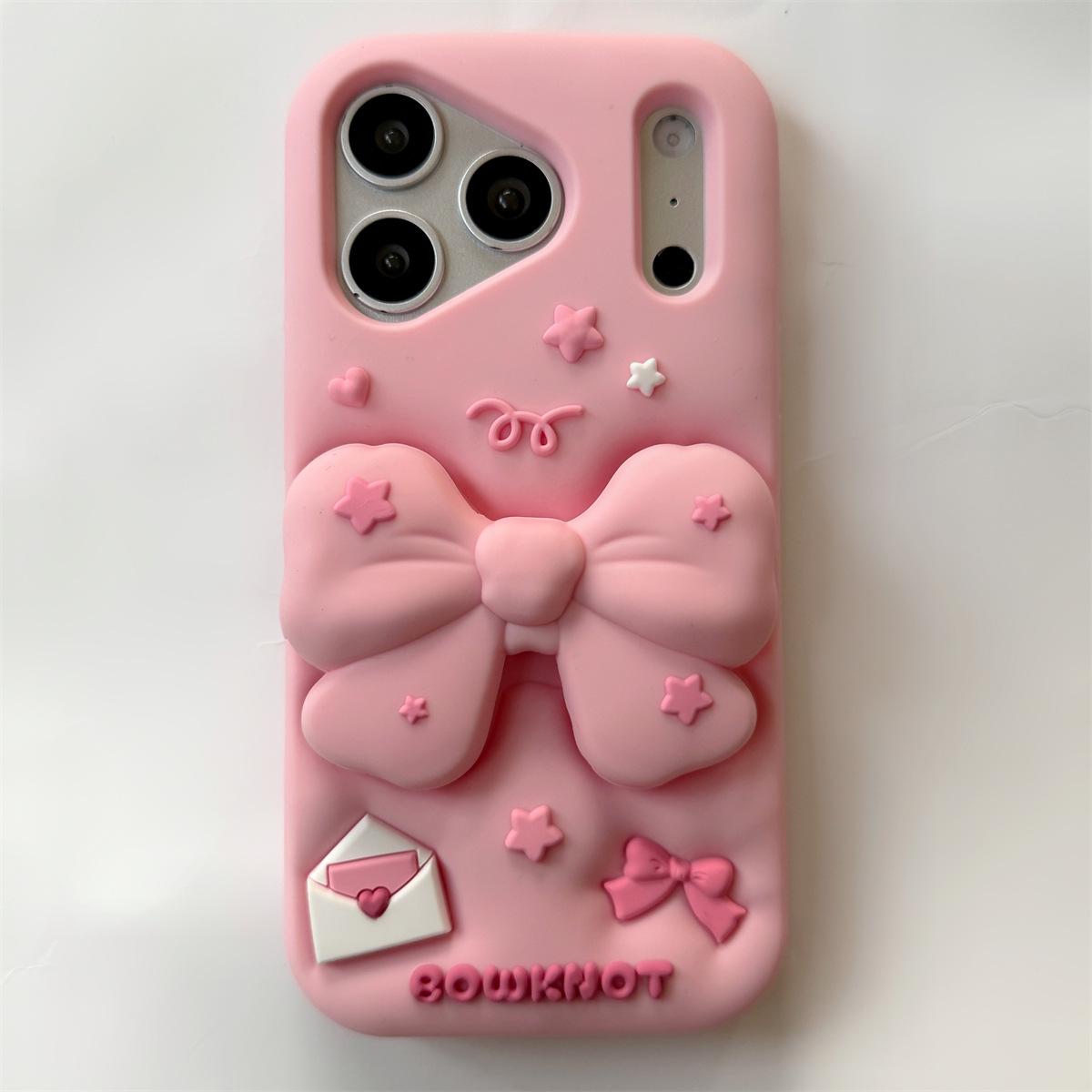 

3D Pink Bow Anti-Fall Phone Case for iPhone 14/13 Pro Max iPhone 17