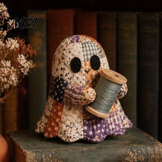 Kreative Halloween-Heimdekoration Geister-Patchwork-Set, Niedliches Puppen-DIY-Nähset mit vorgeschnittenen einzigartigen Ornament-Stoffen, Herbst-Feiertagsbasteln