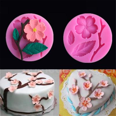 Mold 3D din silicon de calitate alimentară Instrument de decorare a prăjiturii cu flori de piersic, bomboane de ciocolată, gelatină