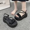 Fashion Fashion Woman Gladiator Sandals Ladies Wedge Shoes Female Belt Buckle Platform Shoes Women Intersect Straps Thick Bottom Sandals