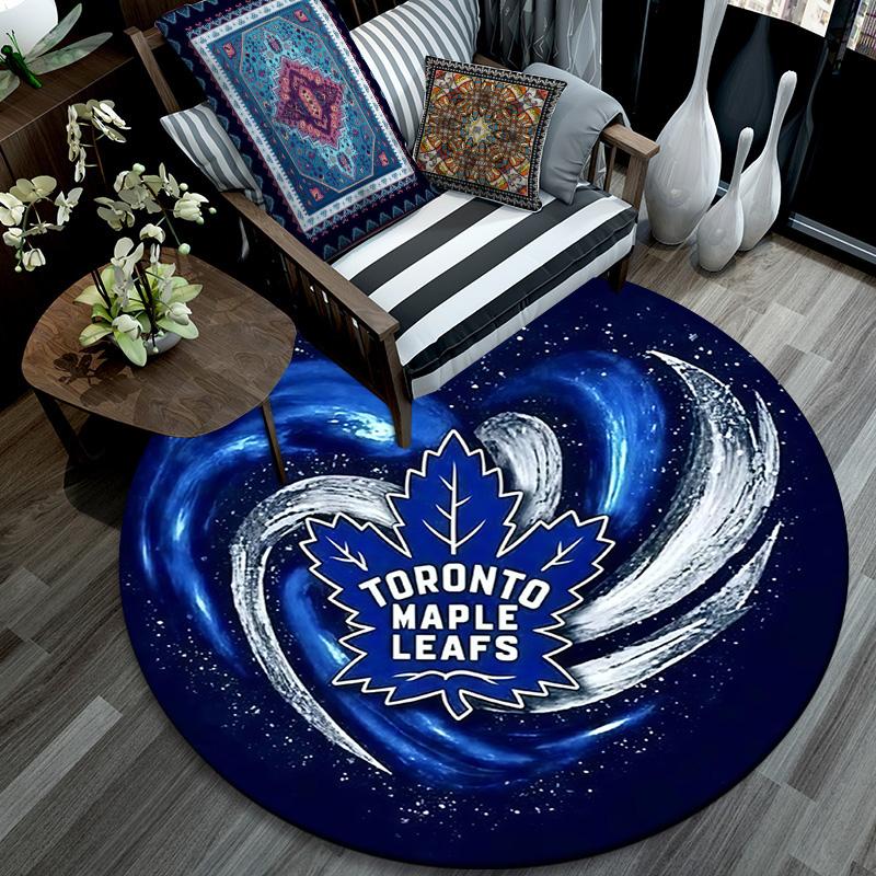 Toronto Maple Leafs2,Round Area Rug,Carpet Rug for Living Room Bedroom Sofa Playroom Decor,Non-slip Floor Mat