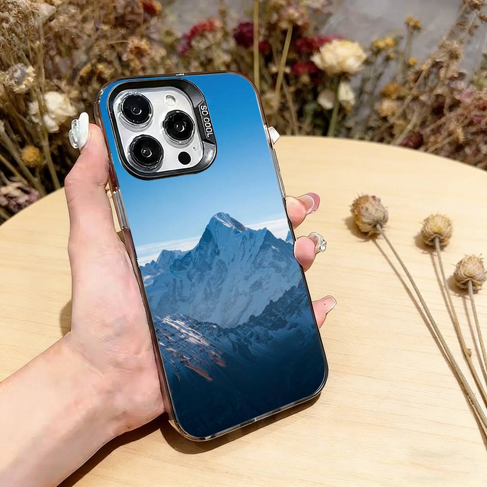 

Snow mountain Phone Case For iPhone 17,16,15,14,13,12,11 Plus,Pro Max,XS,Colorful Silver Phone case Funda Cover iPhone17
