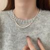 Copper Silver-Plated Small Freshwater Pearl Broken Silver Necklace Femininity Same Bracelet Necklace Set