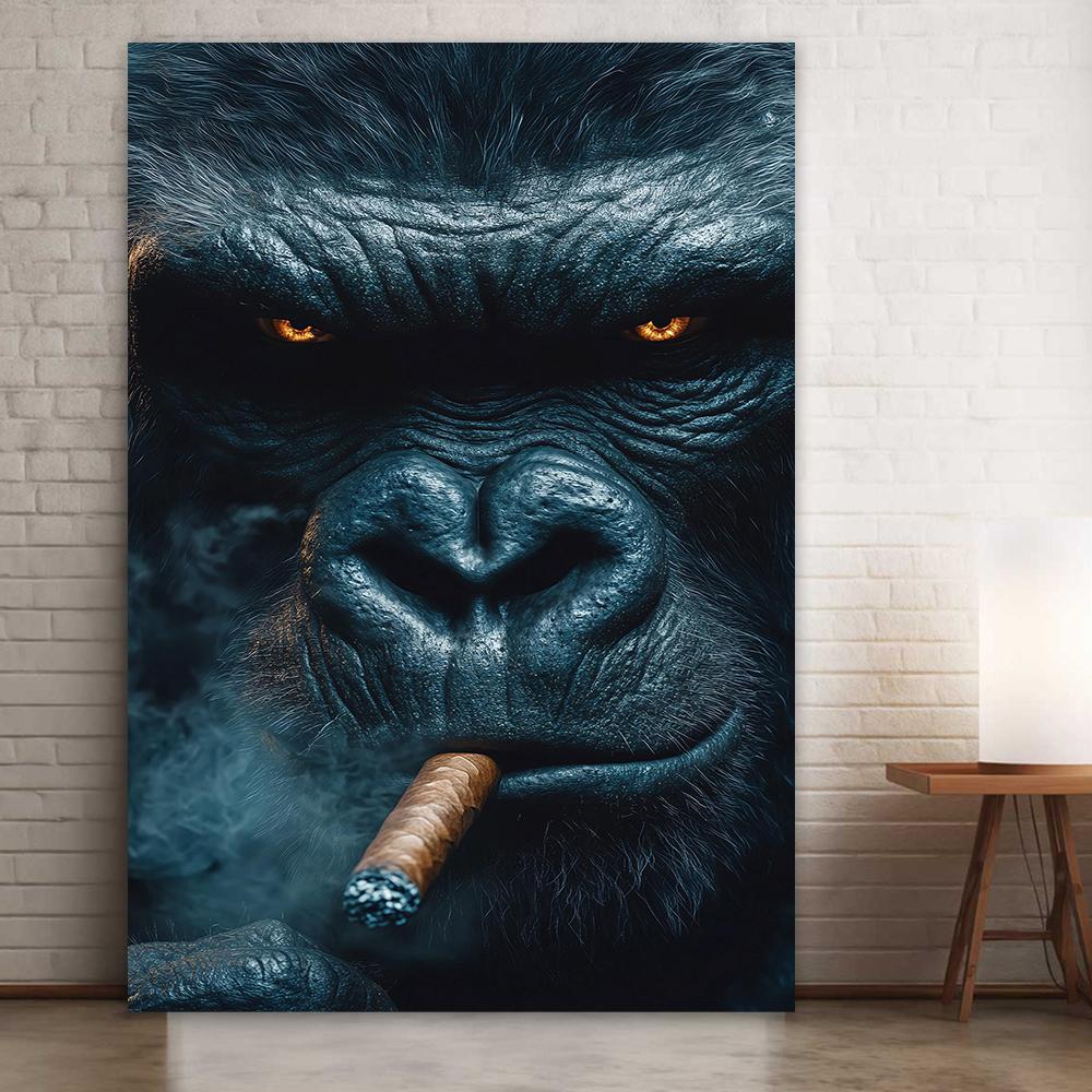 Modern Animal Gorilla Poster Gorilla Gangster Smokes A Cigar Wall Art Canvas Painting Fashion Pictures Prints Home Room Decor