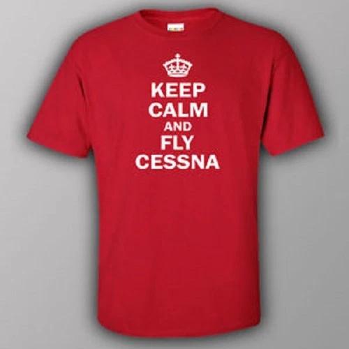Сохраняй спокойствие и летай на Cessna Футболка Т-руба самолет пилот летать авиация sm-5XL доступно XXL