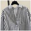 Frühling und Sommer Langarmshirt Damenmode Lässig Vertikal gestreift Locker geschnittenes Hemd Damen