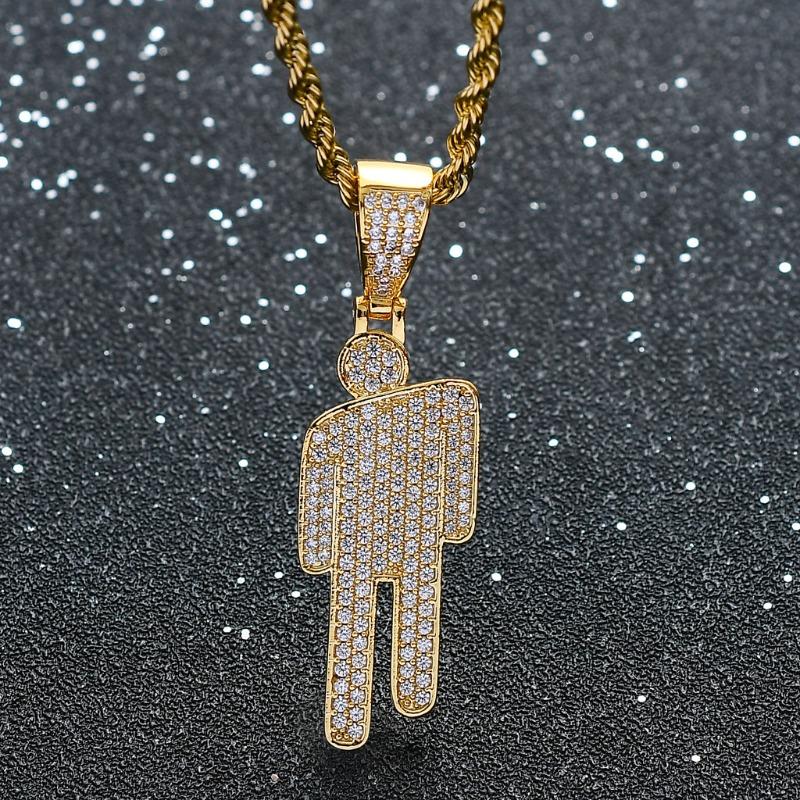European and American Necklaces, Crooked Head Pendants, Full of Zircon Hipster Hip-hop Necklaces.