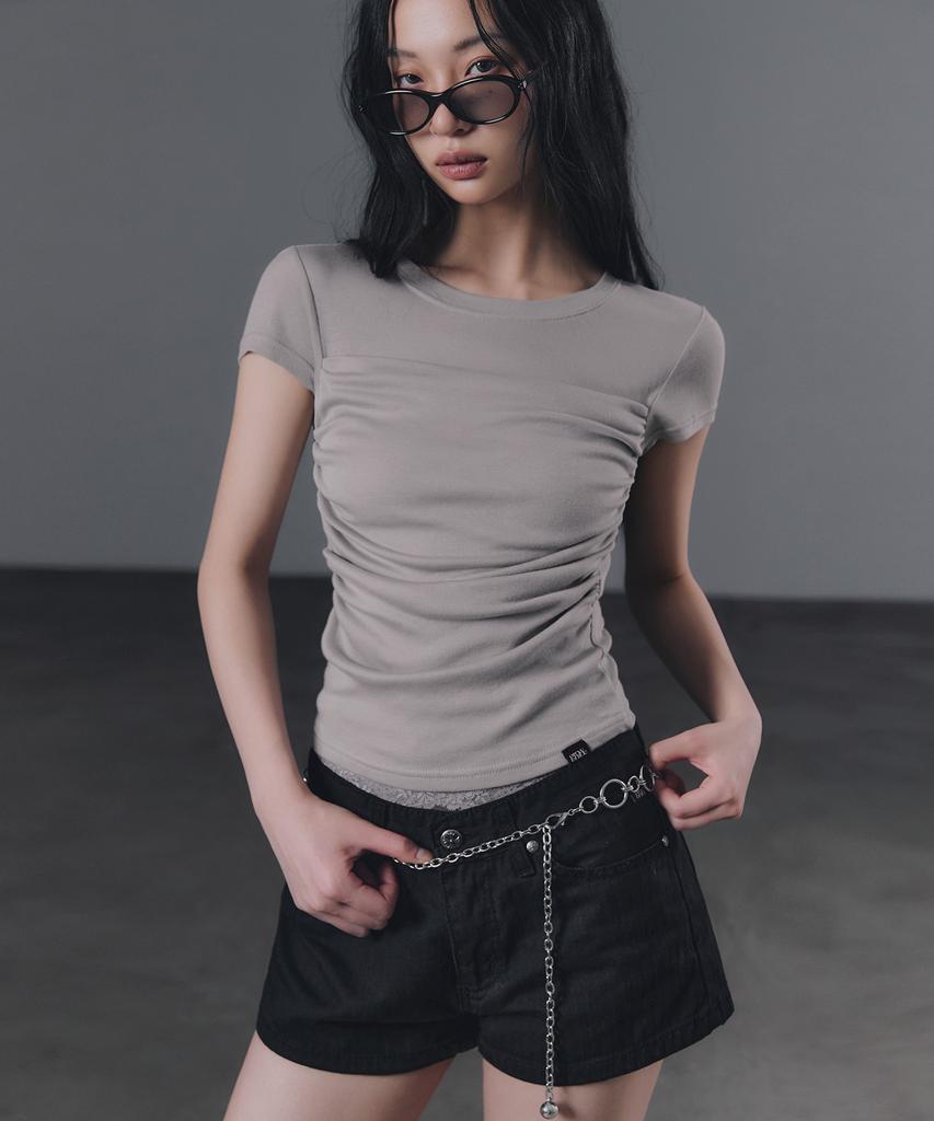 Geulouhaideu Milan Wave Shirring T-Shirt [Short Sleeve/Long Sleeve]