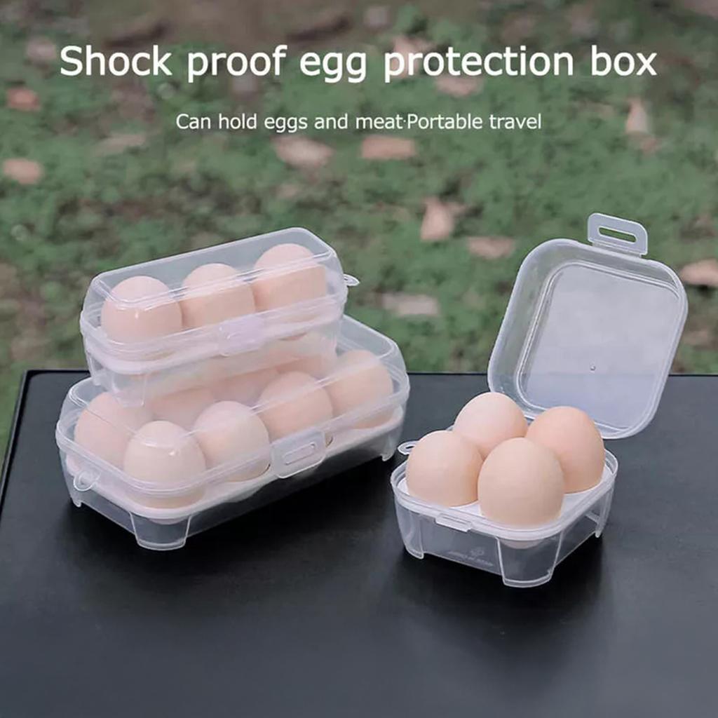 3/4/8 Grids Portable Egg Box Outdoor Transparent Egg Organizer Box For Camping Picnic Barbecue Practical Outdoor Accessories 1pc