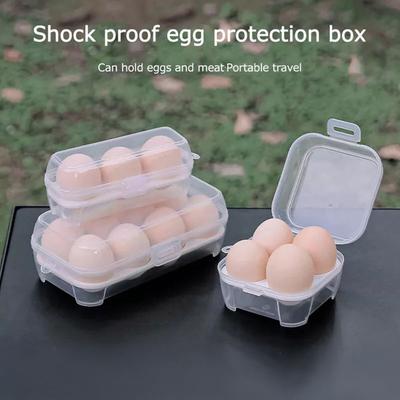 3/4/8 Grids Portable Egg Box Outdoor Transparent Egg Organizer Box For Camping Picnic Barbecue Practical Outdoor Accessories 1pc