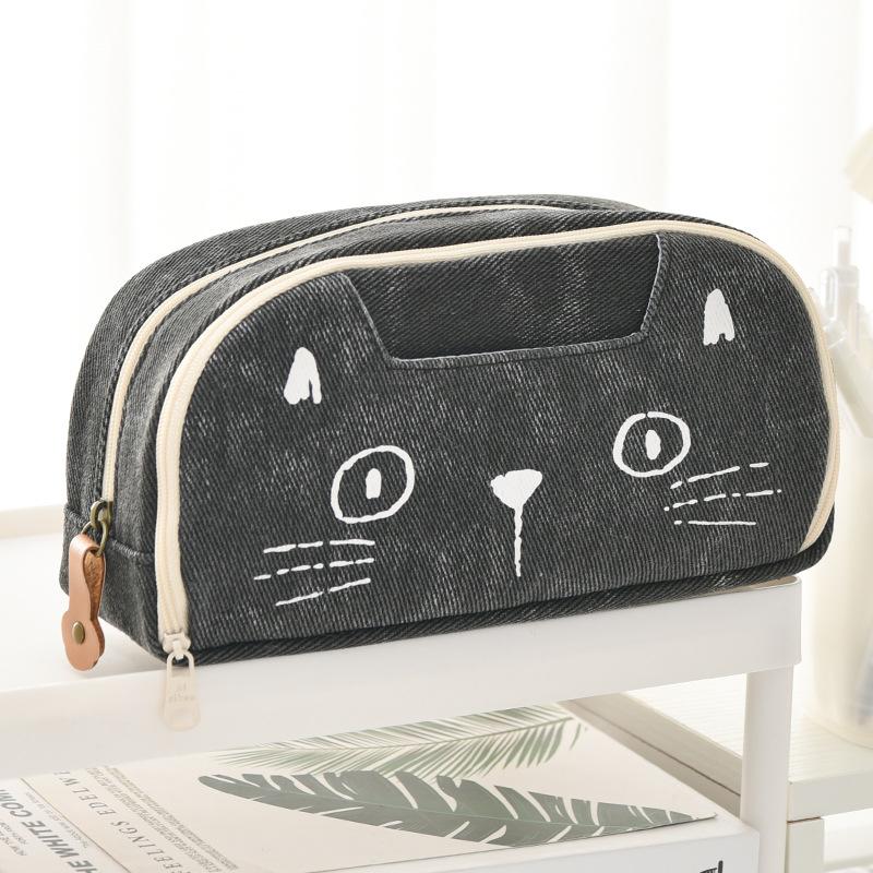 Large Capacity Cute Pencil Case for School Supplies, Pencil Pouch for Kids, Black