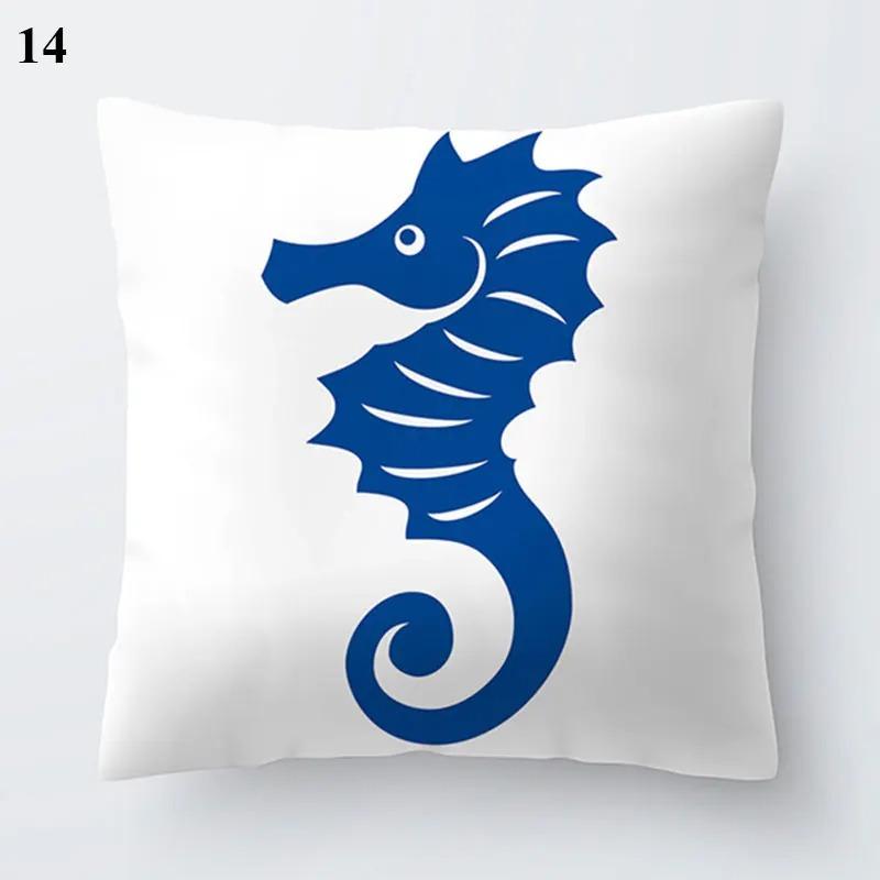 Blue Marine Animal Pillowcase Office Living Room Home Pillowcase Car Ornaments