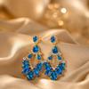 Pinkdudu New Crystal Hollow Geometric Teardrop Tassel Dangle Earrings Palace Style Jewelry Light Luxury & High-End PD2635