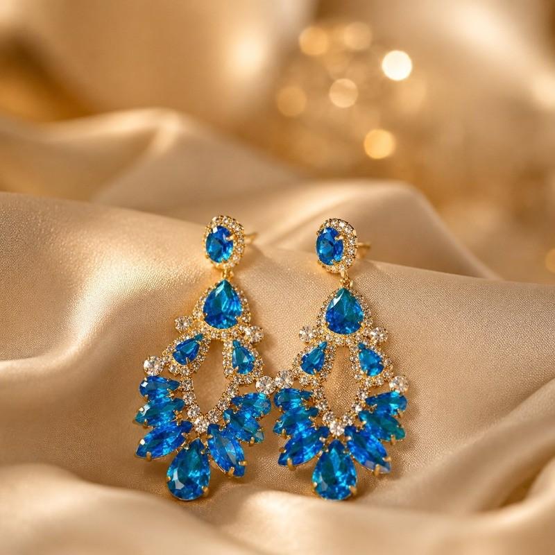 Pinkdudu New Crystal Hollow Geometric Teardrop Tassel Dangle Earrings Palace Style Jewelry Light Luxury & High-End PD2635