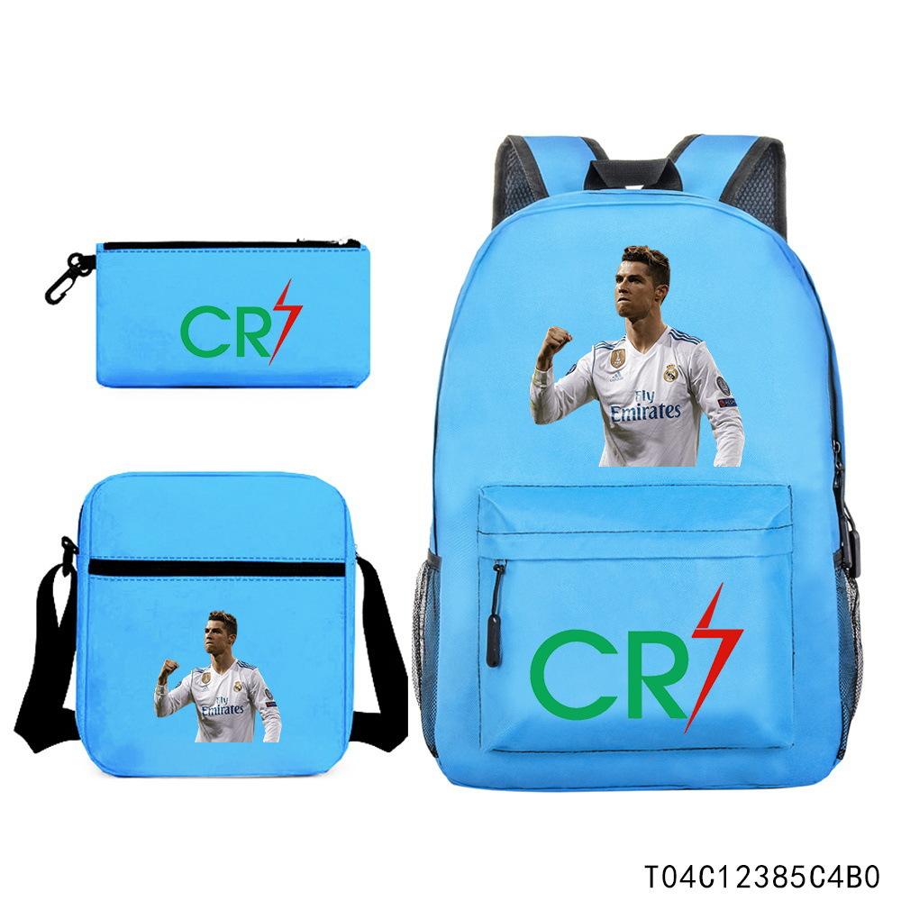 Luo Qixing Three-Piece Schoolbag, Male And Female Students Leisure Bag, Printed Large-Capacity Outdoor Backpack