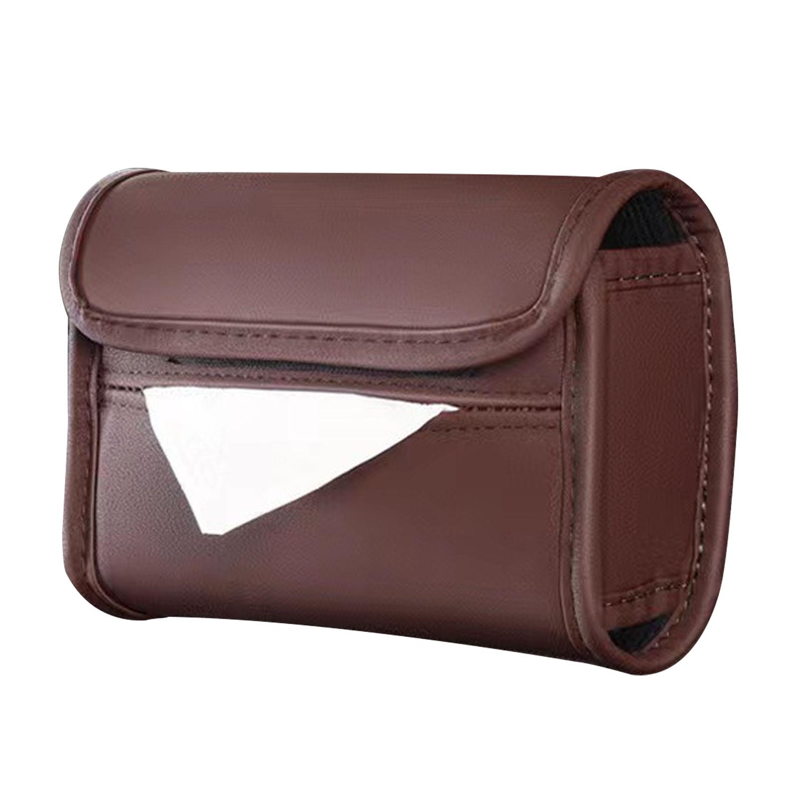 

Armrest Tissue Box Holder Wear Resistant Pu Leather Backseat Tissue Case Holder Napkin Organizer Brown