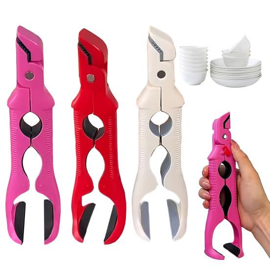 Anti-scald Bowl Clamp 3-in-1 Heat-Resistant Kitchen Tongs with Built-in Jar Opener Multi-angle Hot Plate Gripper Tongs