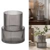 Ribbed Flower Display Jar in Fluted Glass, Indoor Accent Vessel for Cut Flowers, Artificial Bunches, and Desk Placement