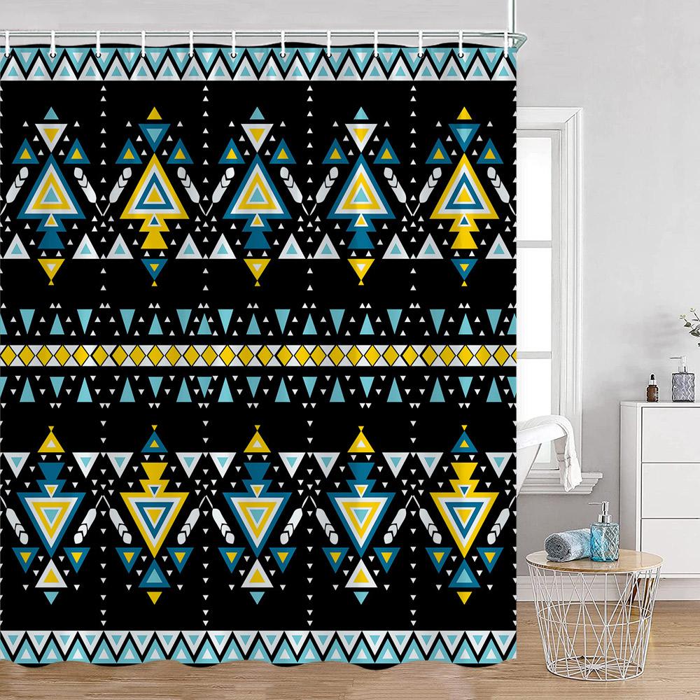 Vintage Bohemian Shower Curtain Boho Pattern Geometric Indian Mandala Style Bathroom Curtains Polyester Fabric Bath Decor