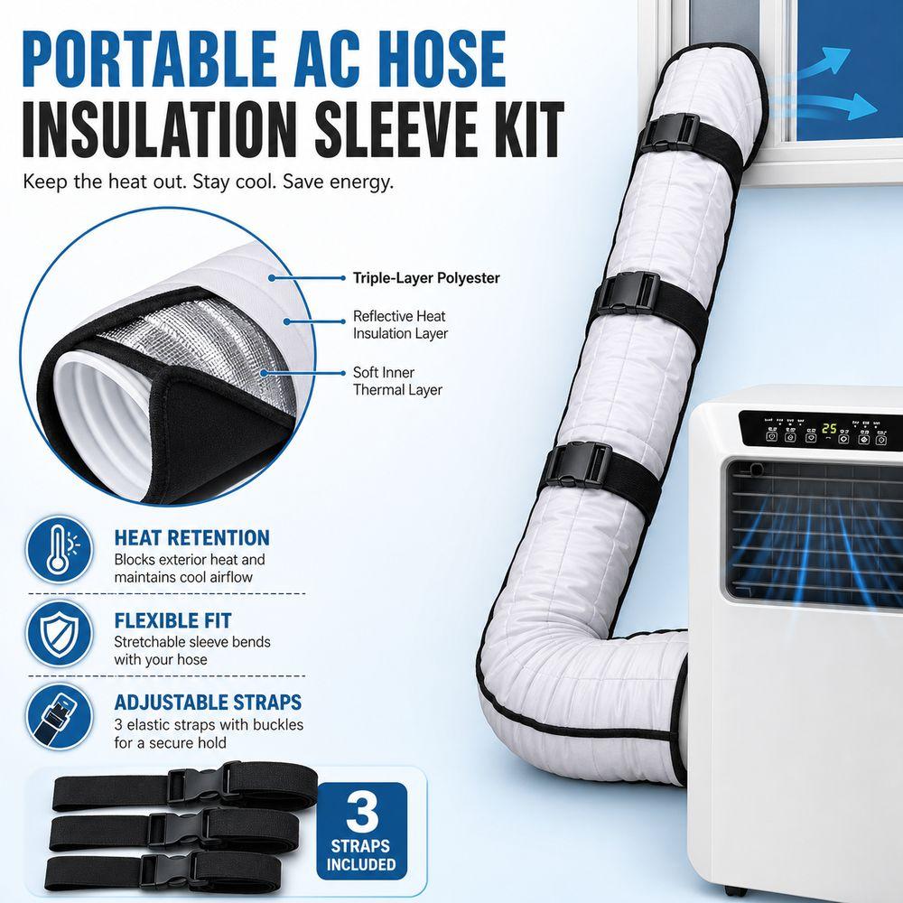 Elastic Buckle AC Hose Insulation Sleeve Portable Exhaust Hose Cover  Indoor Cooling