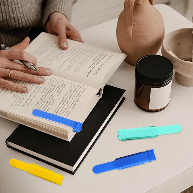 Cute Bear Bookmark Clip Automatically Follows Silicone Book Markers Stationery Supplies Notebook Page Divider for Student