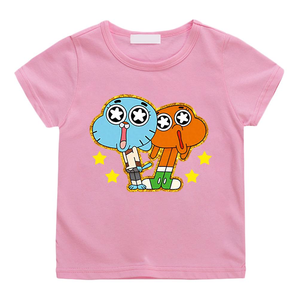 Die wunderbar seltsame Welt von Gumball Sommer Cartoon 100% Baumwolle Druck Cartoon Kurzarm Kinder T-Shirt Animationskostüme