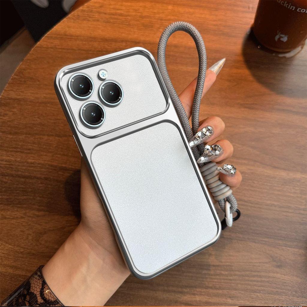 Luxury Big Window Phone Case with Lanyard for TECNO SPARK 20 Pro Premium Textured Casing