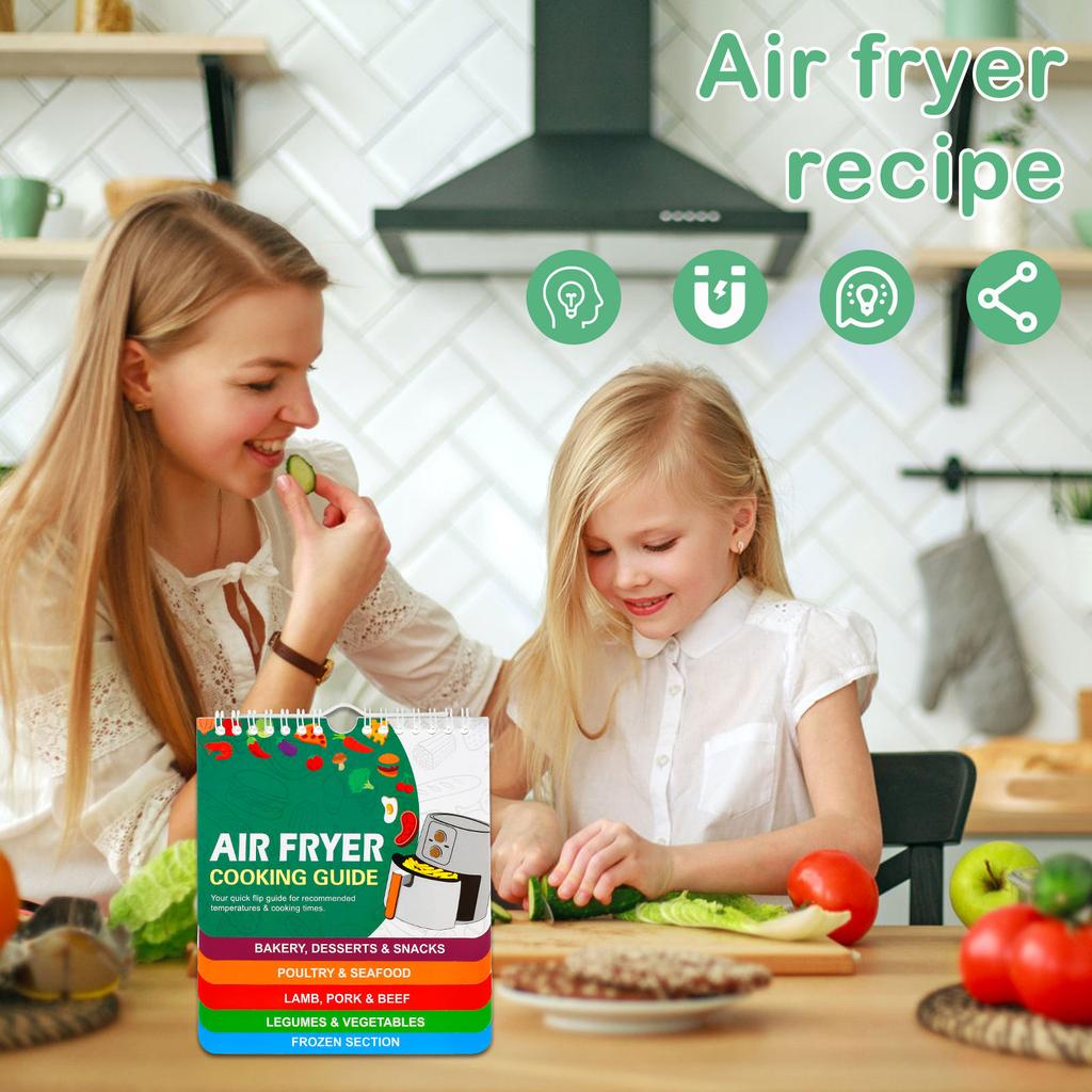 7x6 Zoll Heißluftfritteuse Rezepte Papier Multifunktionale Heißluftfritteuse Spickzettel Tragbares Kochanleitungsheft für die Küche