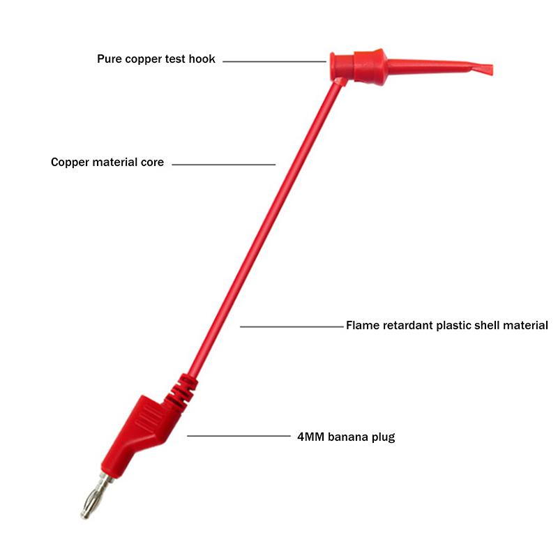 5Pcs Multimeter Copper 100cm Wire Test Hook Clips To 4mm Stackable Banana Plug Test Leads Mini Grabber Cables