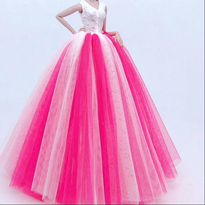 

Градиентная белая розовая кружевная модная кукольная одежда для куклы Барби, свадебное платье, наряды для куклы 1/6, вечернее платье, игрушки для детей розовый