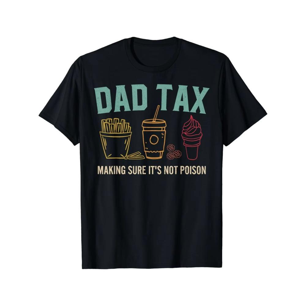 

[Мягкая футболка Dad Tax] Ультрамягкая футболка с принтом Dad Tax — мужская футболка Comfort Fit, дышащая, влагоотводящая, повседневная летняя футболка XXXXXL чёрный