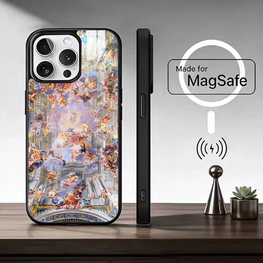 R-Renaissance art Painting For Magsafe Phone Case for iPhone 17 16 15 14 13 12 11 Series Wireless Charging