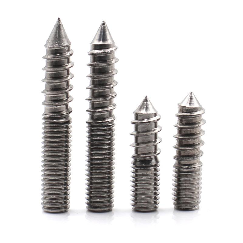 304 Stainless Steel Hex Socket Double Ended Self Tapping Screws Pointed Tip Hanger Bolts M4 M5 M6 M8 M10 M12