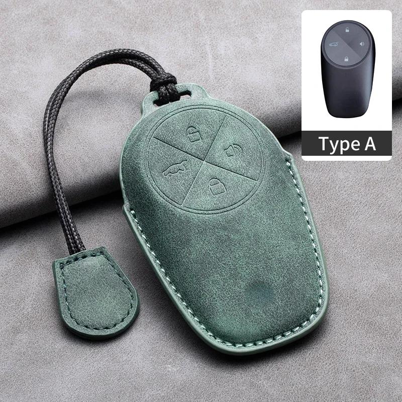 For Nio Et7 Et5 For Weilai Nio Ec6 Et7 Es6 Es8 Leather Car Remote Key Case Cover Protector Keychain