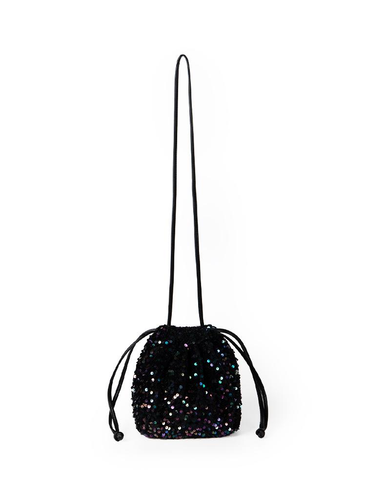 Fashion Trend Sequined Shoulder Bag Women's Bag New Niche Shiny High-end Feeling Drawstring Crossbody Bag Women