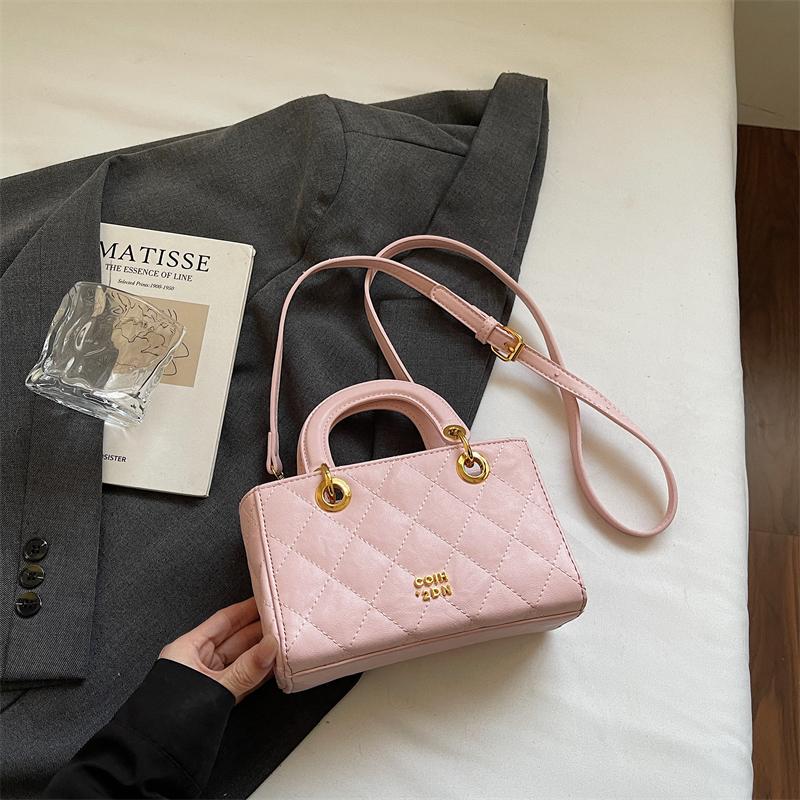 2026 New Ladies Handbag Embroidered Diamond Pattern Small Square Single Shoulder Bag Candy Color Crossbody Women's Bag