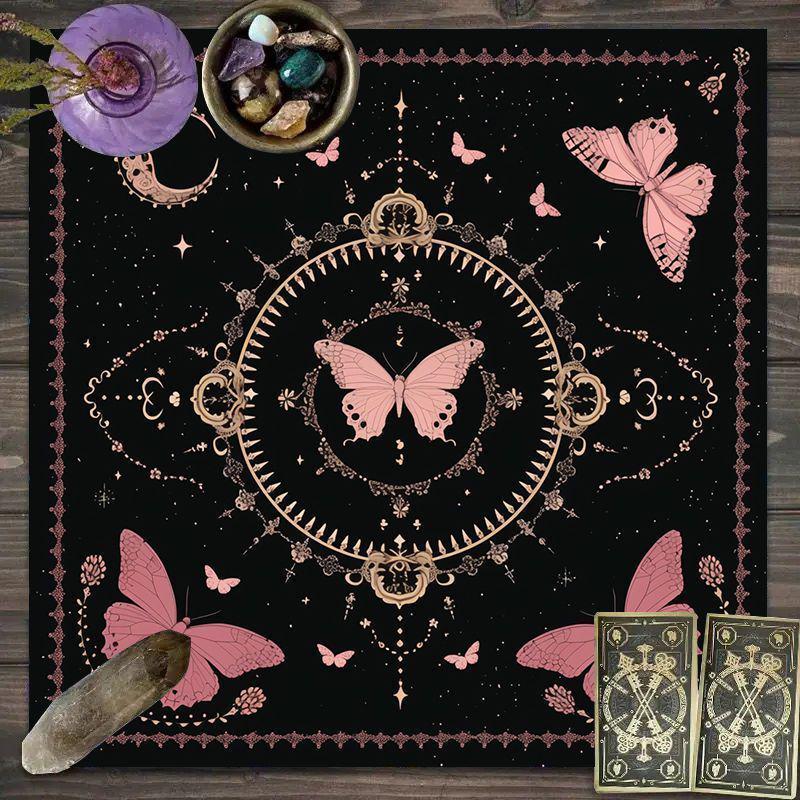 Dark Style Tarot Star & Moon Mahjong Mat - Non-slip, Quick Dry, Stain-Resistant, Water Absorbent