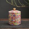 Creative Enamel Painted Flowers Ceramic Tea Jar Moisture-proof Seal Coffee Bean Candy Jar Kitchen Food Storage Container Decor