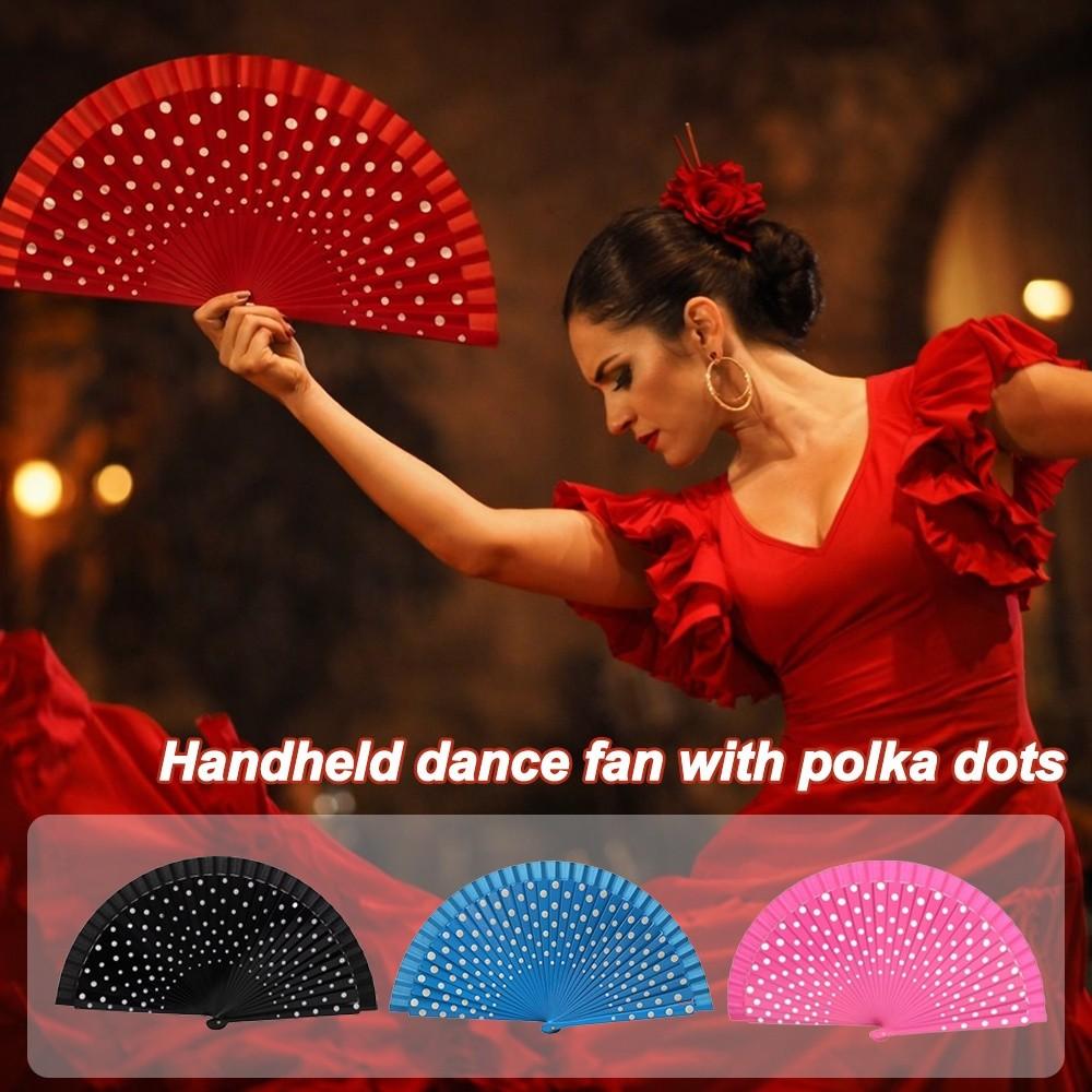 New Wood Flamenco Fan Dots Pattern Classical Folding Fan Decorative Handheld Hand Fan Wedding Decorations