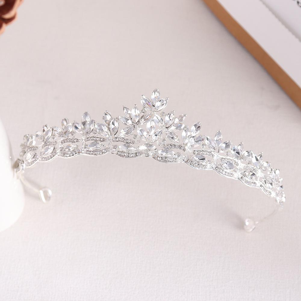 Простая свадебная корона в корейском стиле из сплава со стразами — фото 6