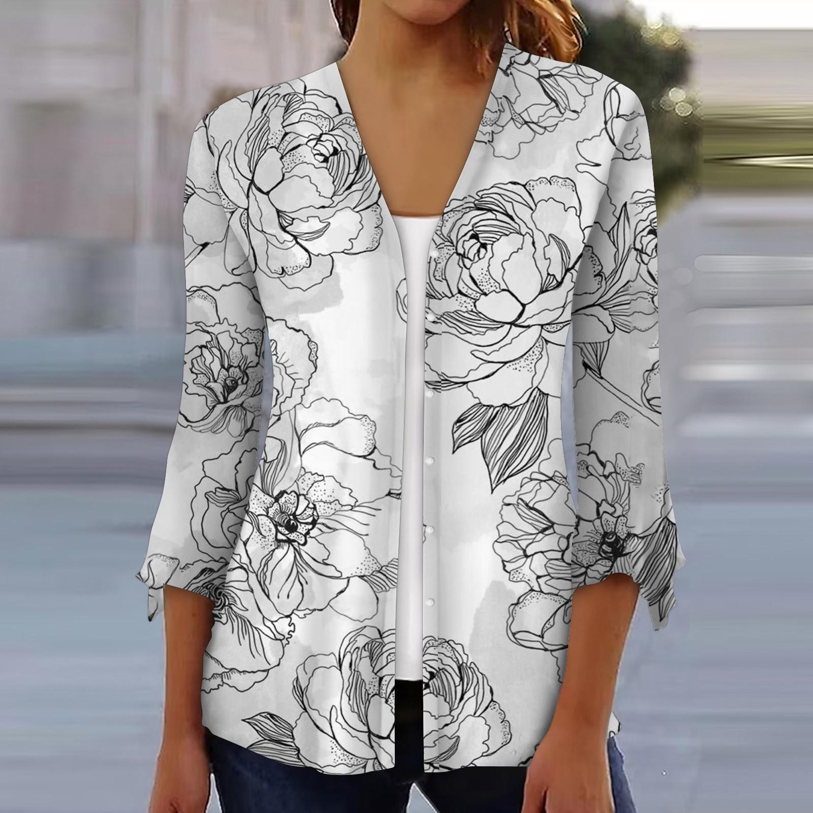 

Рубашки с рукавом 3/4 для женщин, свободная футболка с принтом, топы с v-образным вырезом и рюшами на рукавах XXL