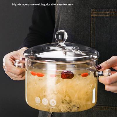 Aesthetic Glass Soup Pot Cookware Resistant Binaural Saucepan Pasta Stovetop Stew Cooking Pot Stockpot Kitchen Accessories Tool