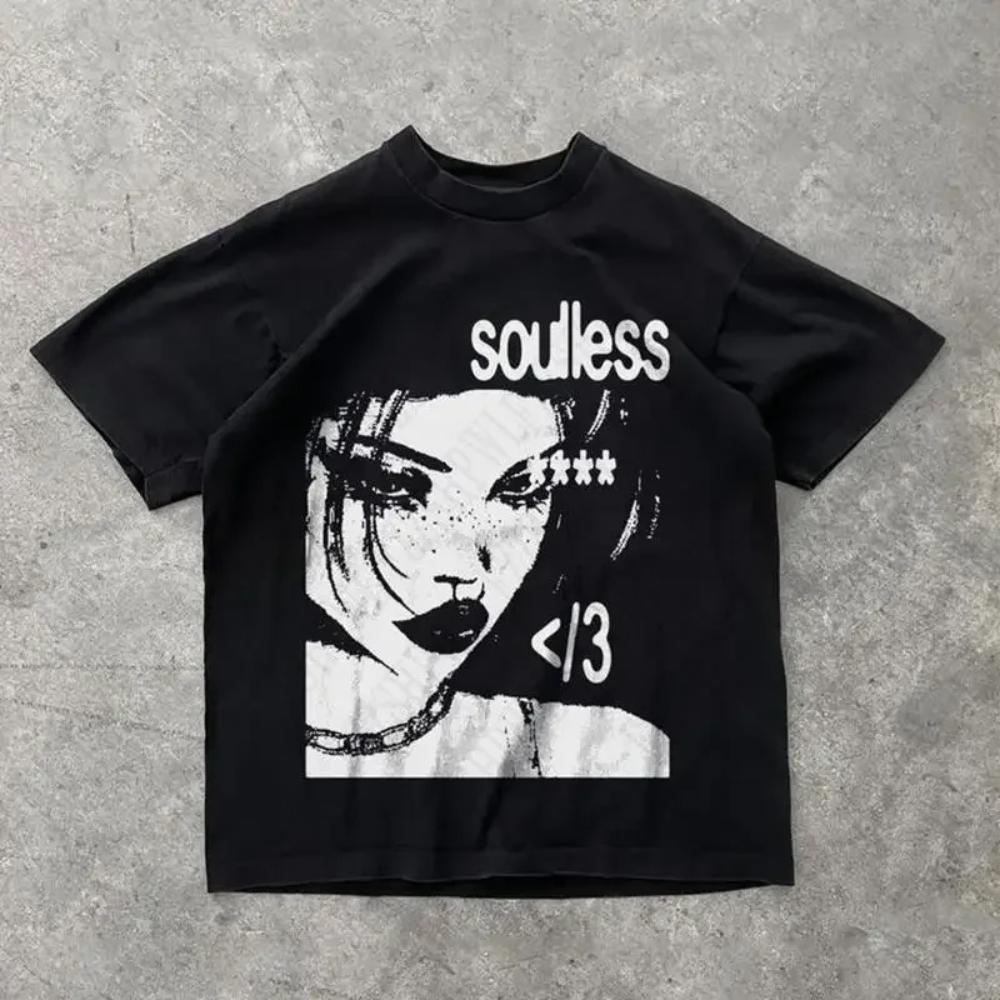 

Punk Aesthetics Graphic Print Cotton Tshirt Oversized Rock Goth Tee Fashion Hip Hop Tee 2000S Retro Aesthetic Women Clothing 4XL