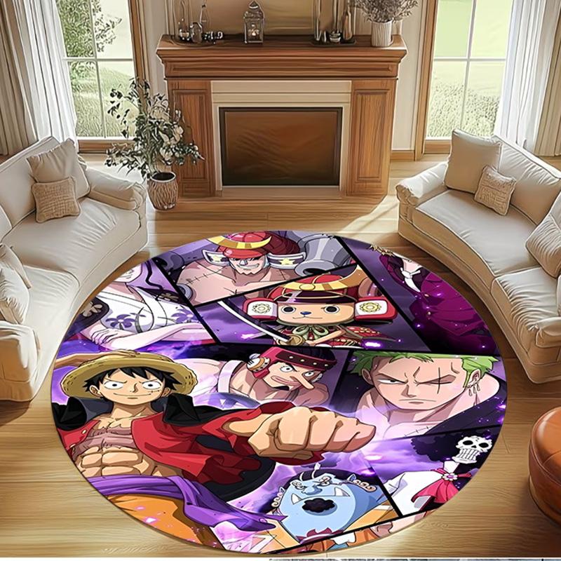 One Piece Print Round Rug, Washable Floor Carpet, For Entryway Dorm Laundry Room Office Study, Home Decor Birthday Christmas Gift
