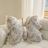 Cuscino Decorativo in Cotone e Lino con Ricamo a Farfalla e Motivo Floreale per Arredamento Soggiorno