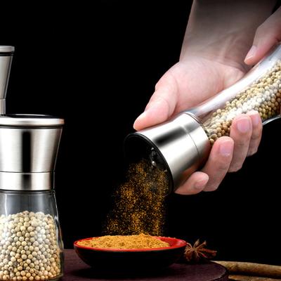 Pepper Grinder Stainless Steel Adjustable Manual Spice Mill Black Pepper Sea Salt Cumin Grinder Transparent Body Kitchen Tool