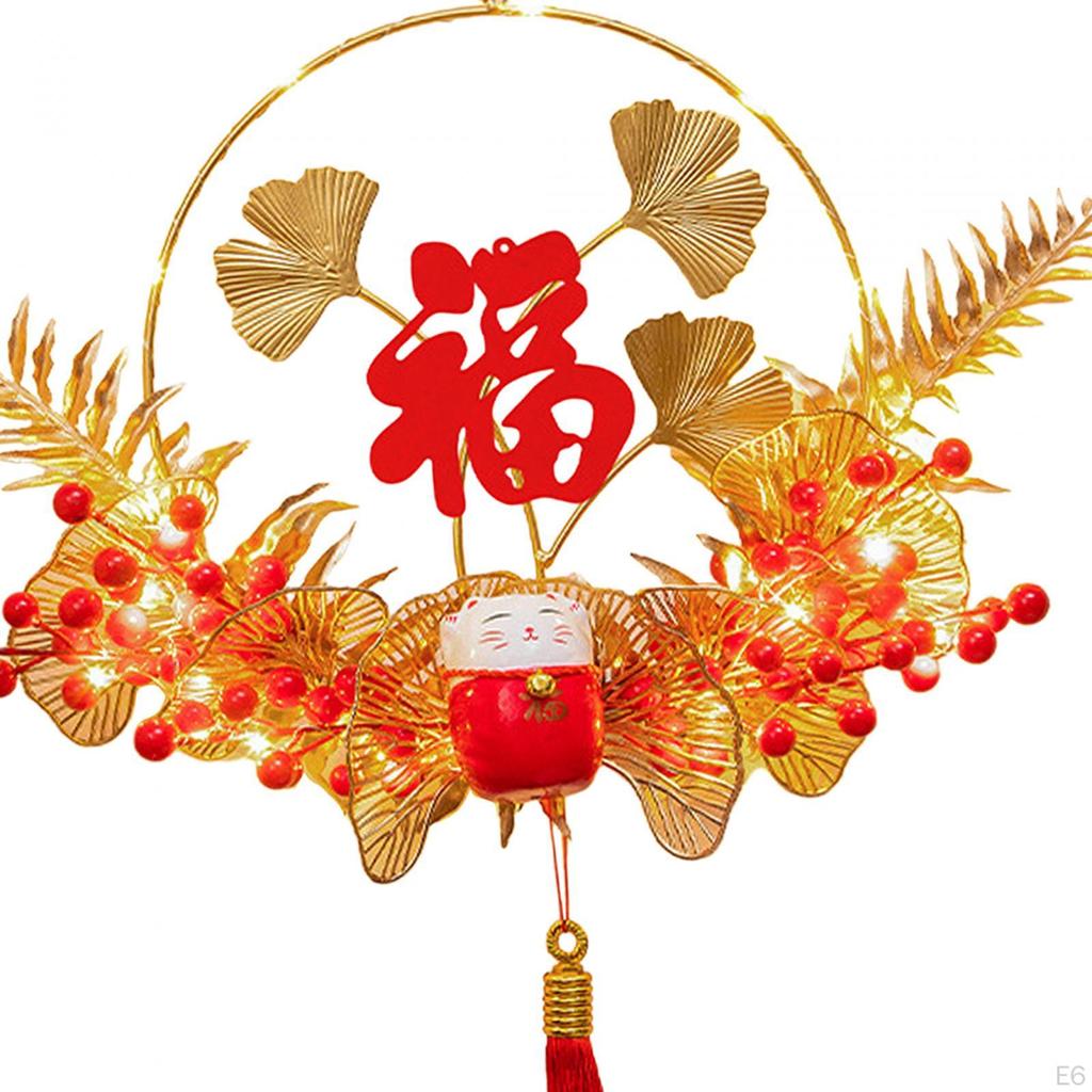 Chinese Year Decorations Spring Festival Decor with Tassel Door Wreath Garland for Bedroom