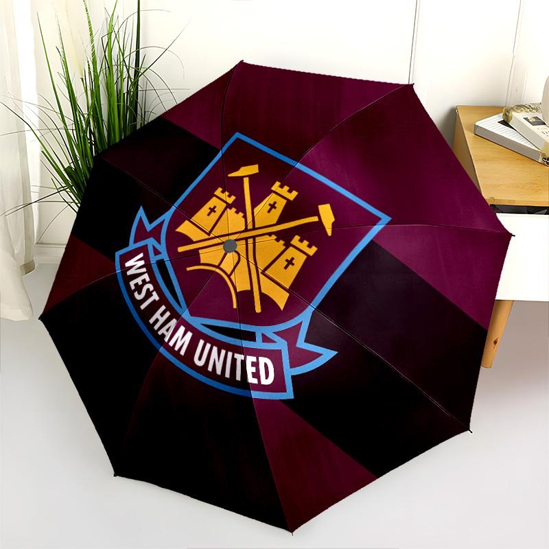 West Ham United FC pattern, automatic folding umbrella, portable and foldable design, 8 ribs, a Christmas or birthday gift.