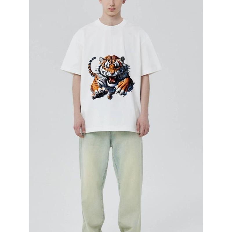 Tiger Graphic T Shirt Black Tiger Animal Print for Casual Wear