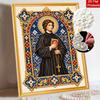 5D Framed Pearl Painting Kit Saint Religious Christian Icon Pattern Sparkling Bead Art Canvas Ready to Display Romantic Home Decor Gift